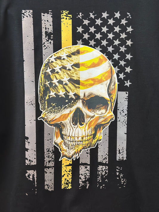 American Flag w/yellow line Skull