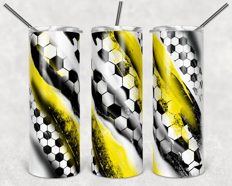 Yellow soccer tumbler